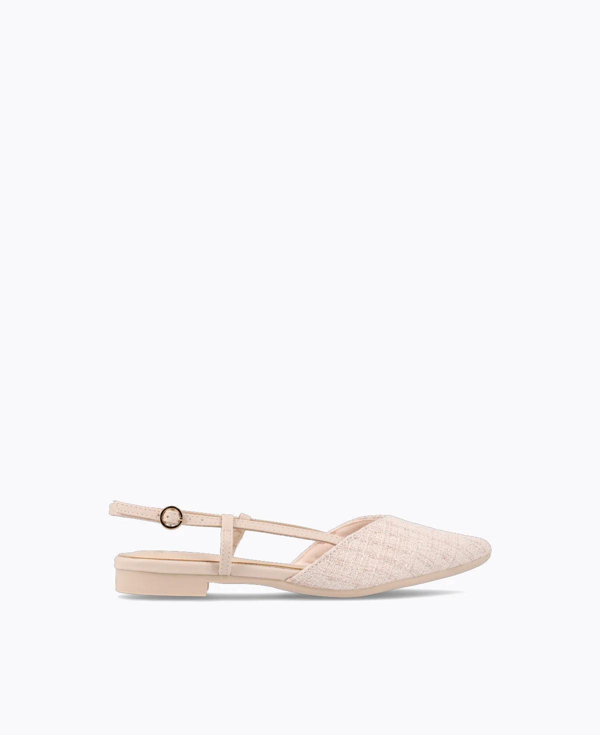 Brianna Slingback Flat Pumps - Nude (Tweed)