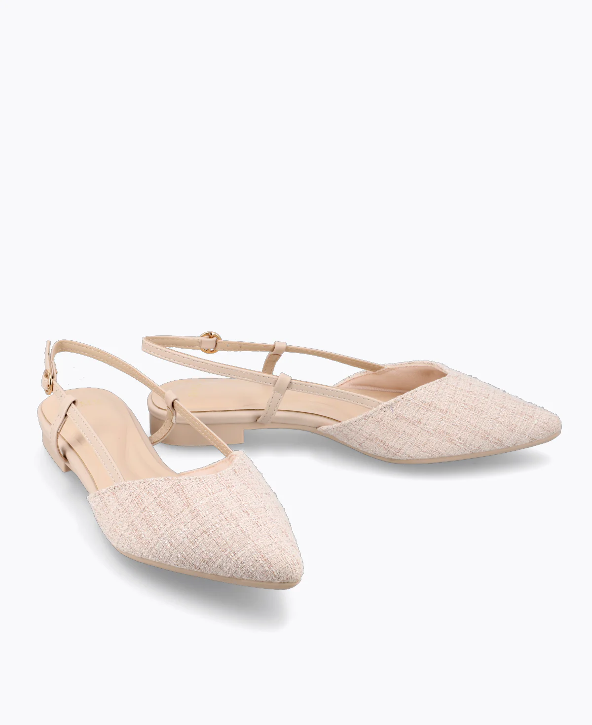 Brianna Slingback Flat Pumps - Nude (Tweed) - Image 2