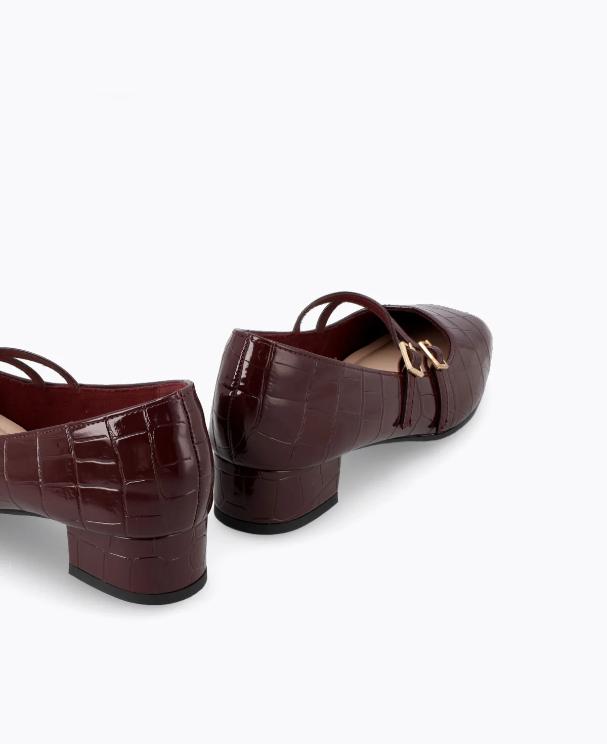Carrie Mary Janes - Maroon (Croc) - Image 3