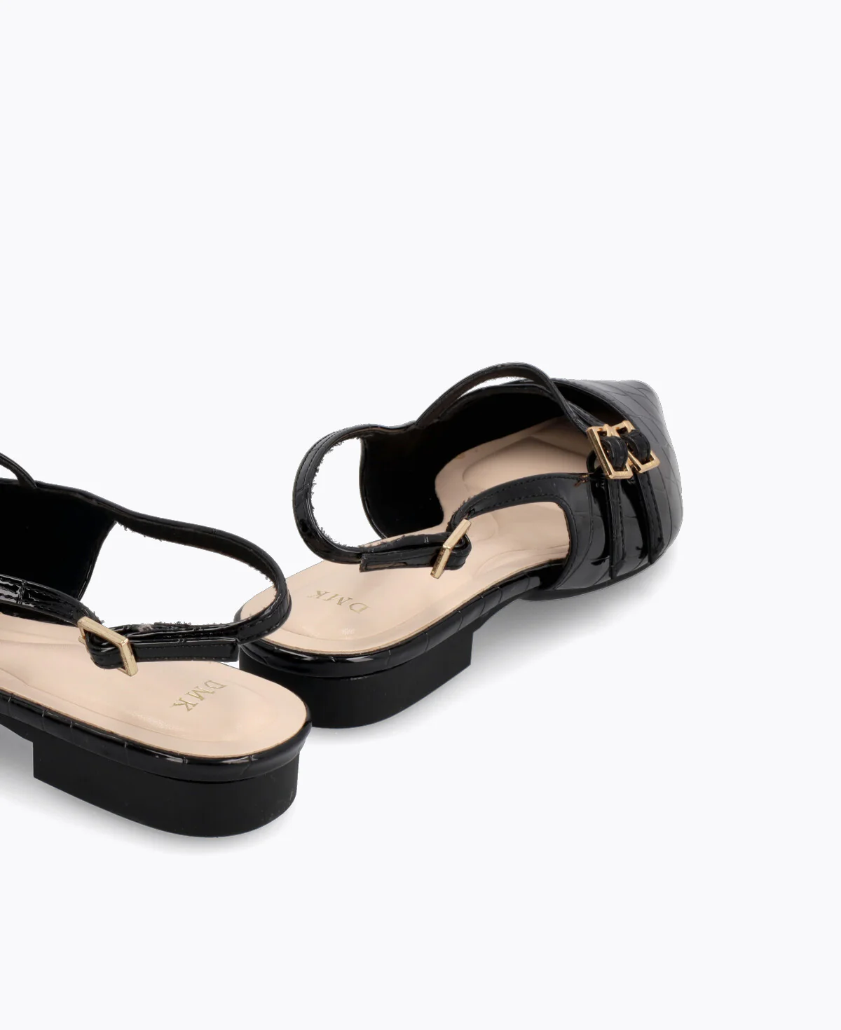 Inca Slingback Mary Jane Flats V2 - Black (Croc) - Image 3