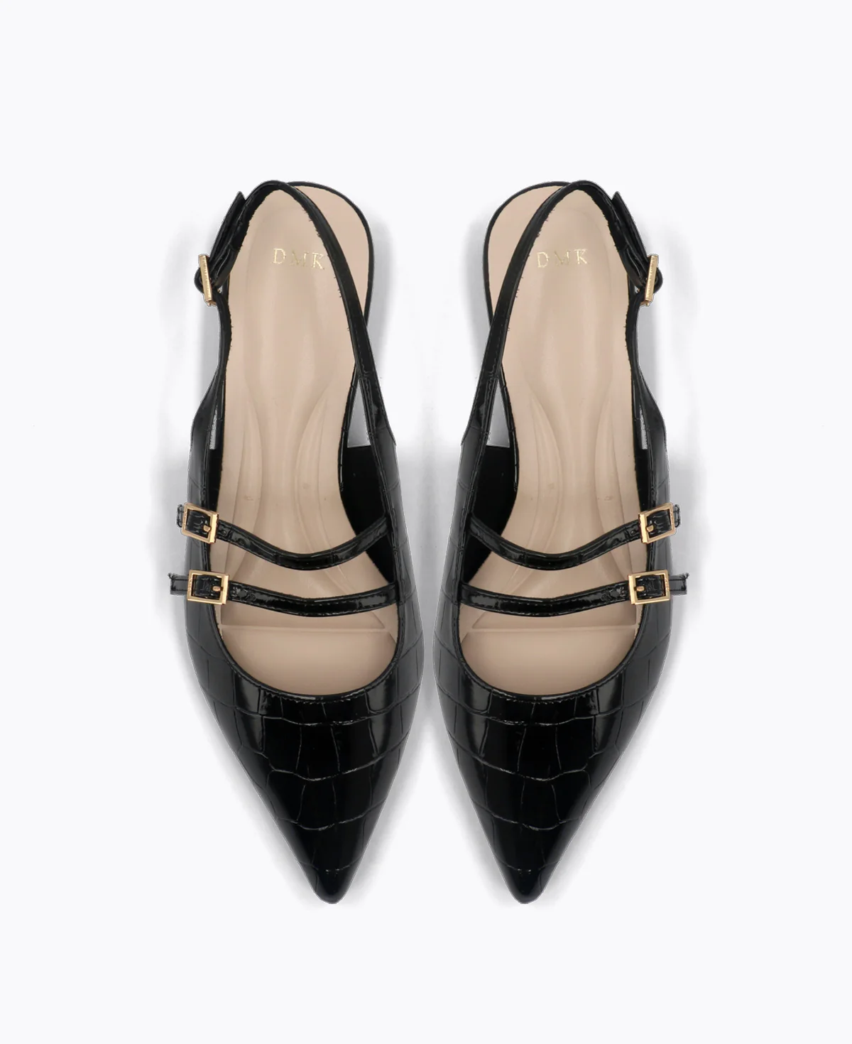 Inca Slingback Mary Jane Flats V2 - Black (Croc) - Image 4