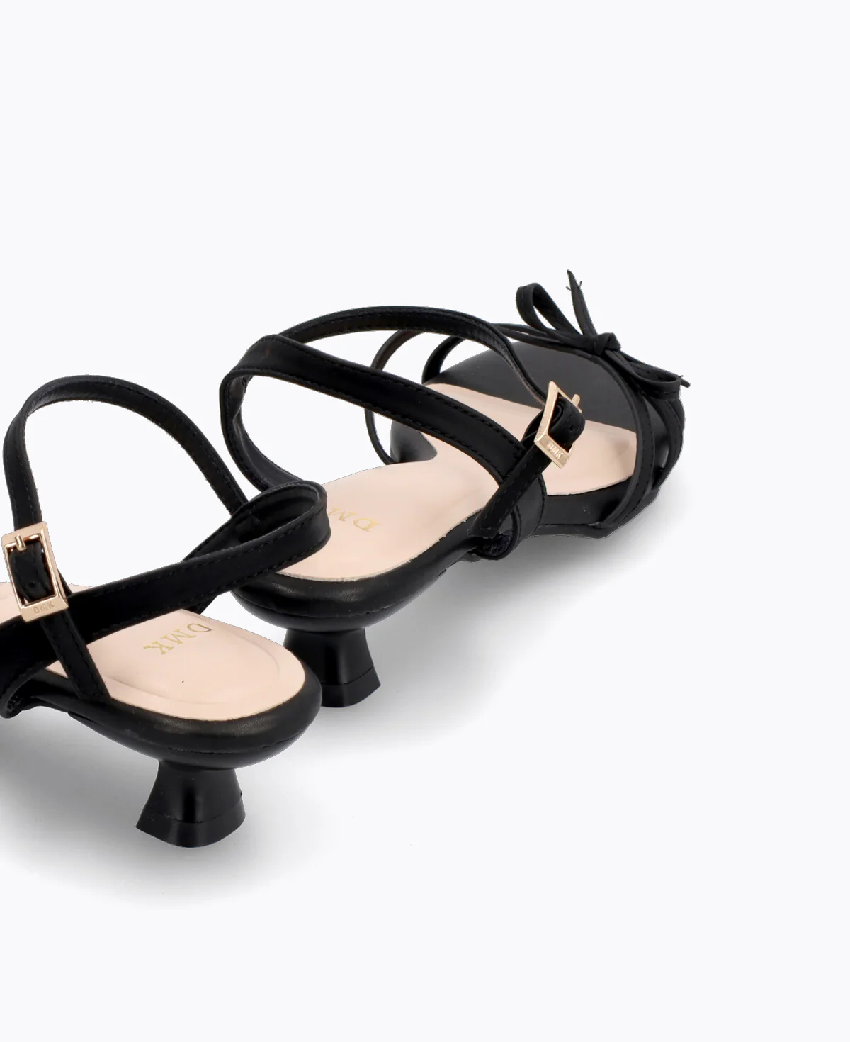 Leah Bow Heel Sandals - Black - Image 3