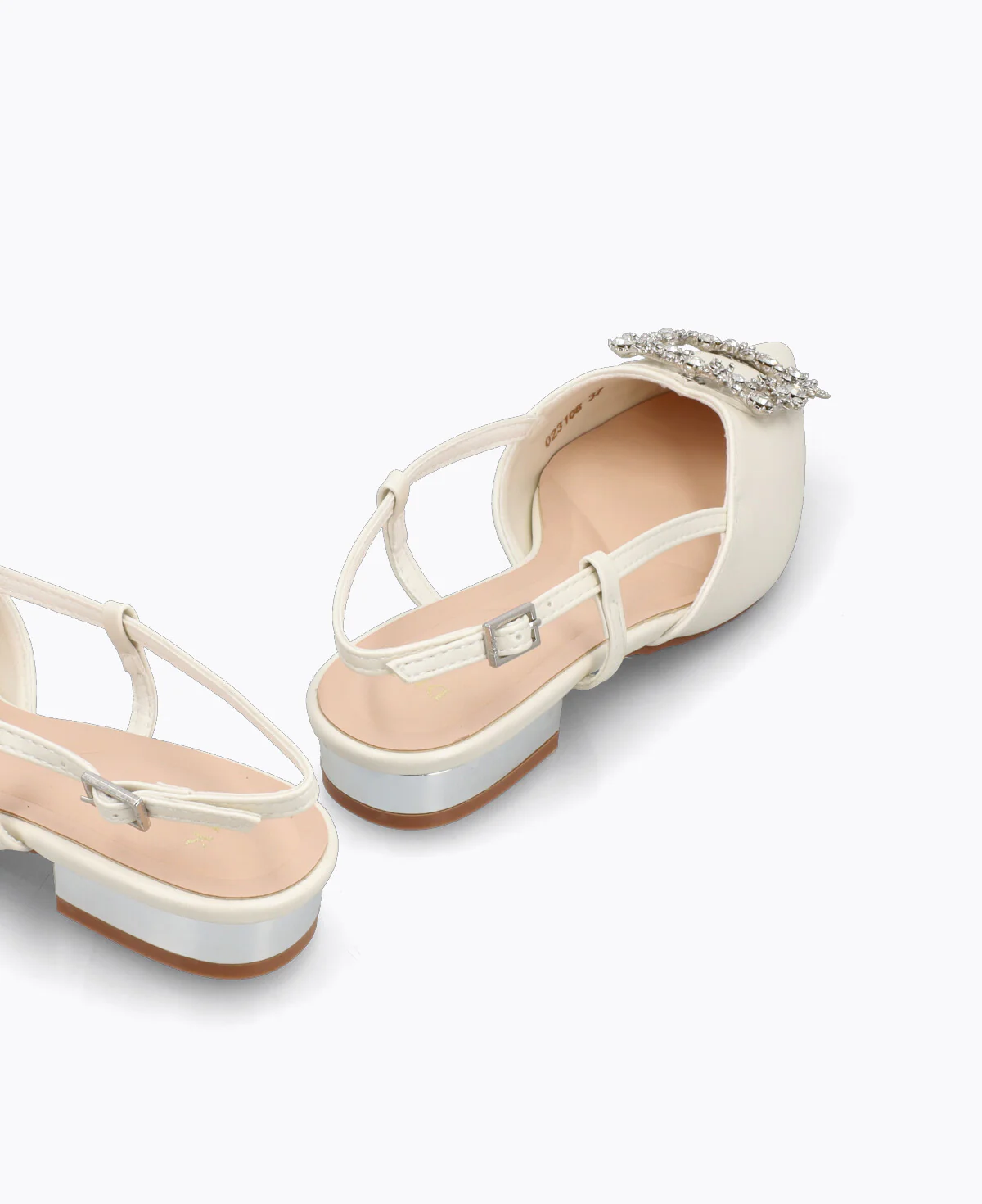 Leona Slingback Flat Pumps - Pearl Beige - Image 3