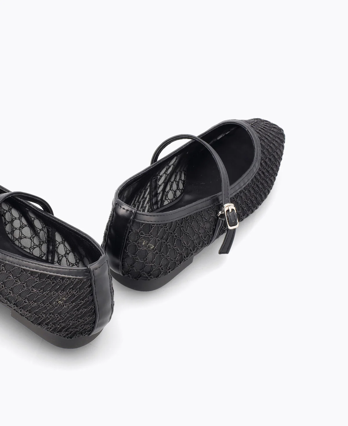 Thea Mesh Mary Jane Flats - Black - Image 3