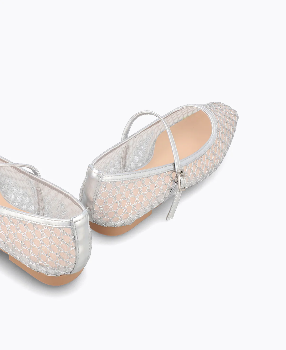 Thea Mesh Mary Jane Flats - Silver - Image 3